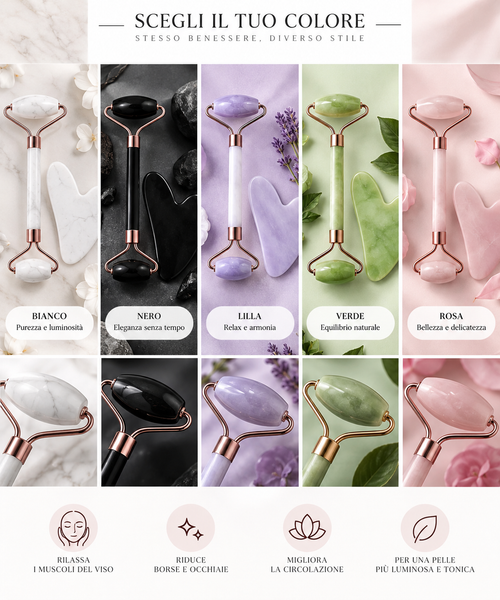 Kit Massaggio Viso Roller Gua Sha