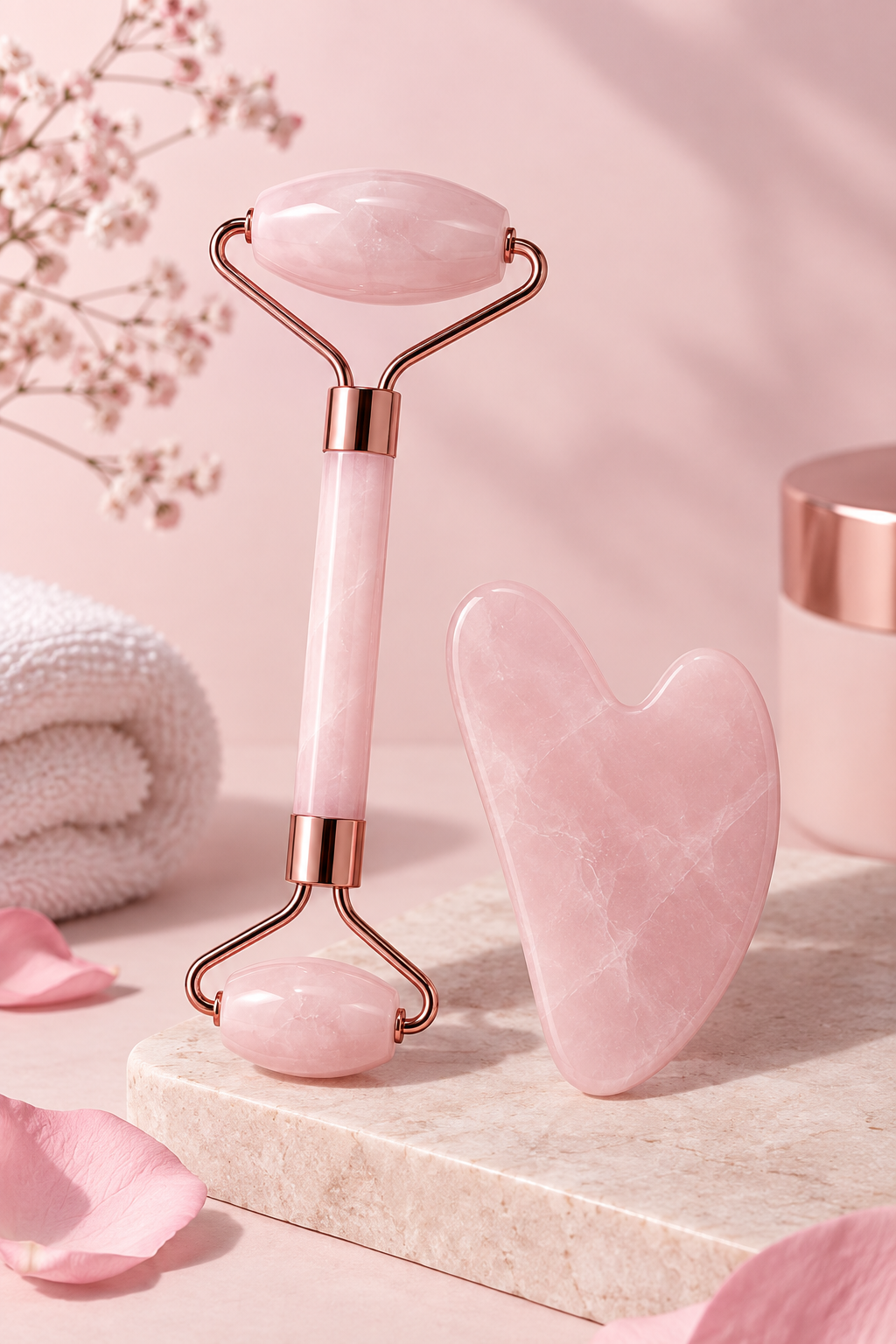 Kit Massaggio Viso Roller Gua Sha
