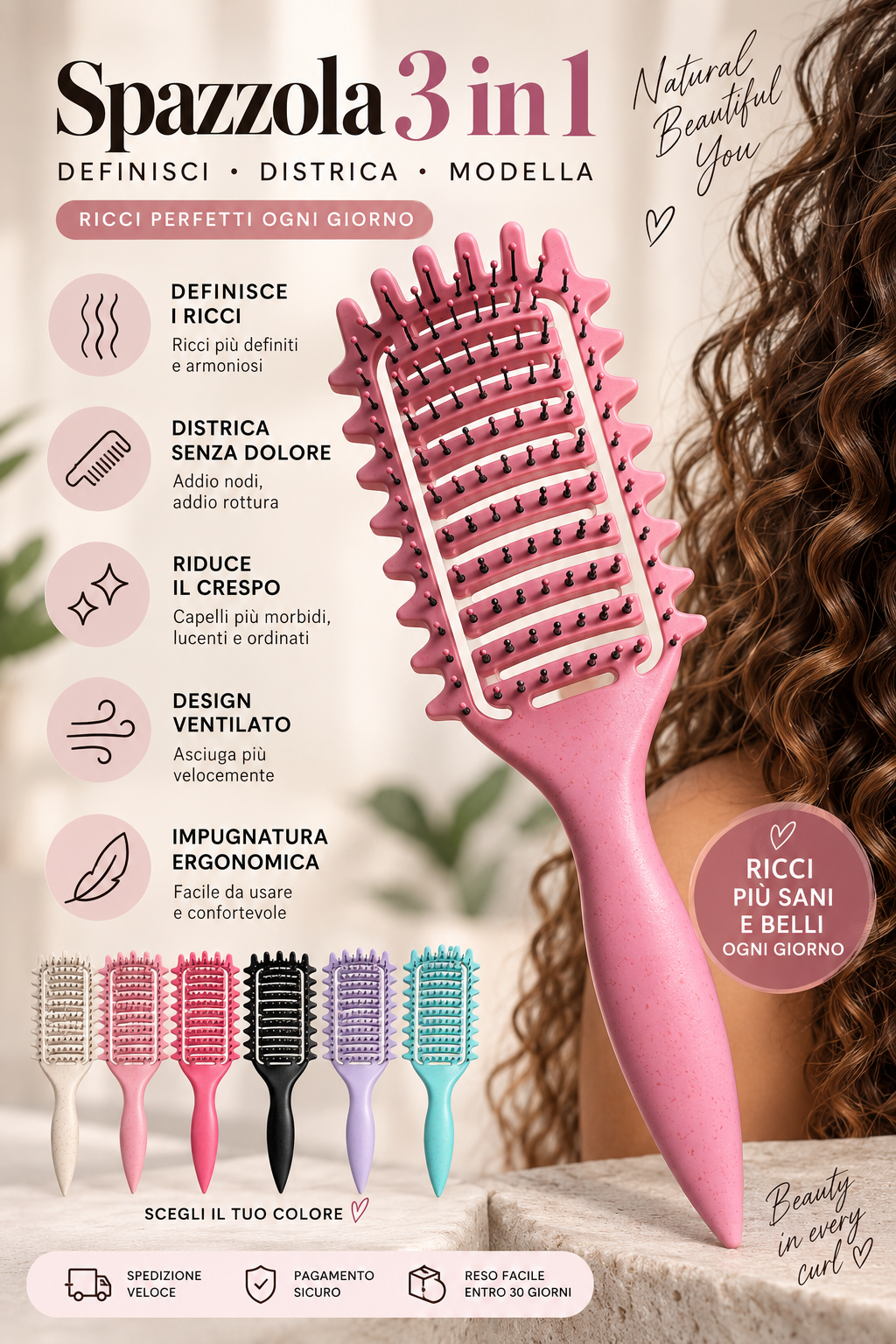 Spazzola 3 in 1 per definire i tuoi ricci!